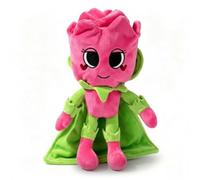 Cute Dandy's Rose plush Toy, Soft Stuffed Flower Character Doll with Green Cape, Adorable Pink Rose Plushie for Bedroom Decor, Perfect Birthday Valentine's Day Gift