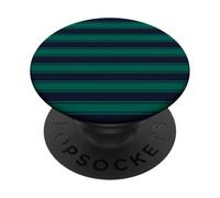 Cute Dark Blue Green Minimalist Horizontal Striped Pattern PopSockets Adhesive PopGrip