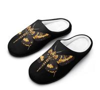 Cute Death Moth Flannel Slippers For Men Memory Foam Soft Warm Home Shoes Print 13-14（46-47）