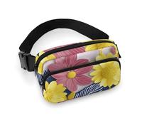 Cute Decorative Flowers Fanny Pack for Women Men Waist Bag Belt Bag Adjustable Casual Bag for Travel Sports Hiking, white, 7.9x5.1inches