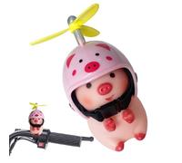 Cute decorative piglet ornaments for motorcycles - electric bikes, universal cartoon handlebar accessories, wearing helmet, piglets with a very interesting shape, lights d
