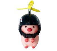 Cute decorative piglet ornaments for motorcycles - electric bikes, universal cartoon handlebar accessories, wearing helmet, piglets with a very interesting shape, lights d