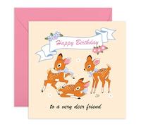Cute Deer Birthday Card - Very Deer Friend - Gifts for Bestie, Close or Dear Friend, BFF, Him, Her, Girlfriend, Sister, Men, Women, Girls - Adorabe Animals - Comes with Fun Stickers