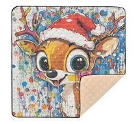 Cute Deer Cute Foldable Baby Gym & Activity Mat for Indoor Outdoor Washable Tummy Time & Crawling Mat for Babies Infants Toddlers, 50'' x 50''
