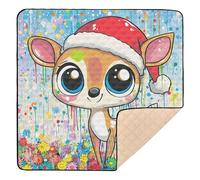 Cute Deer Cute Foldable Baby Playmat for Indoor Outdoor Cozy Breathable Infant Play Activity Mat for Baby Toddler Infant, 50'' x 50''