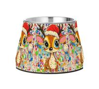 Cute Deer Dogs Water Bowl Elevated Stainless Steel Metal Pets Bowls for Dogs Cats Rabbits Birds Whisker Friendly