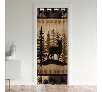 Cute Deer Door Curtain for Doorway Privacy 86x203cm Girls Boys Kids Deer Hunting Room Curtain Room Bear Paw Tree Pattern Closet Door Cover Curtain for Bedroom Exotic Style Brown Window Treatments