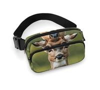 Cute Deer Fanny Pack for Women Men Waist Bag Belt Bag Adjustable Casual Bag for Travel Sports Hiking, white, 7.9x5.1inches
