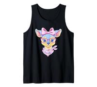 Cute Deer Floral Woodland Portrait Graphic Pink Glasses Tank Top