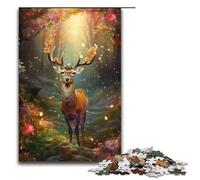Cute Deer Flower Jigsaw Puzzles for Adults Piece Challenging Puzzles DIY Decoration Brain Challenge for Adult Family 1000 PCS(75x50cm)