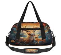Cute Deer Kids Overnight Duffle Bags for Girls Boys, Deer Flower Lightweight Sports Gym Bag for Kids,Small Overnight Weekender Carry on Travel Bags Dance Bag, Cute Deer, 18.5L x 7.8W x 9.4H