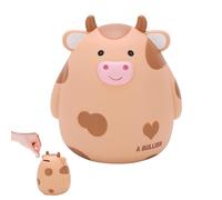 Cute Deer Money Bank, Unbreakable Plastic Saving Bank, Small Piggy Bank for Adults, Animal Piggy Bank Home Room Decoration (Brown Cow)