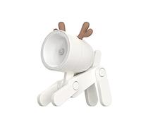 Cute Deer Night Light, Night Light Kids Lamp for Bedroom, Adjustable Angle LED Portable Deer Lamp, Battery Powered Nightlight for Home Office Dorm Room Decorations Children Christmas Gifts - Beige