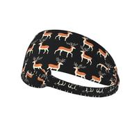 Cute Deer Print Workout Headbands for Women - Non-Slip Stretchy Sweat Head Bands for Women Hair, Moisture Wicking Sweatband for Sports Running Tennis Athletic Gym Yoga