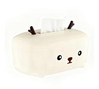 Cute Deer Tissue Box Cover, Cartoon Rectangular Plastic Napkin Holder Tissue Dispenser with Non Slip Feet for Kitchen Living Room