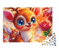 Cute Deer Winter Jigsaw Puzzle Beasts 1000 Pieces 100% Recycled Board Eco-friendly for Kids Beginners Gift Party Puzzle Game 38x26cm/1000pcs