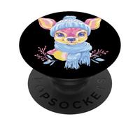 Cute Deer Winter Woodland Portrait Graphic Baby Blue Scarf PopSockets Adhesive PopGrip
