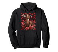 Cute Deer with Red Roses Hearts Valentine’s Day Animal Pullover Hoodie