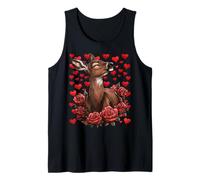 Cute Deer with Red Roses Hearts Valentine’s Day Animal Tank Top