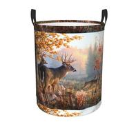 Cute Deers Collapsible Oxford Fabric Laundry Hamper, Waterproof With Handles - Foldable Storage Basket For Bedroom, Bathroom, Kitchen, Nursery, Car & Toys