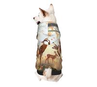 Cute Deers Printed Dog Hoodie Soft Dog Sweatshirt Cute Cat Dog Clothes for Small Dogs Kitten Puppy, 2XL