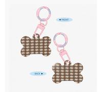 Cute Deers Printing 1 Pc Dog Bone Shape Id Tags Double Sided with Key Ring Craft for Pets