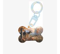 Cute Deers Printing Acrylic Dog Bone Ornament,Dog Tags Personalized Pet Ornament, Key Chain Bone Shaped Id Tags