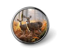Cute Deers Round Badge for Men Women, Durable & Stylish Lapel Pins, Lightweight Metal Badges for Shirts, Jackets, Hats