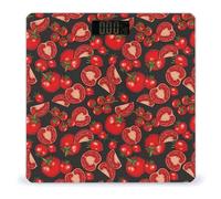 Cute Delicious Tomato Digital Scales for Body Weight - Bright LCD Display Digital Weight Scales Bathroom with Automatic Power On/Off - Sturdy Tempered Glass Surface