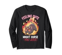 Cute Demon Cat Curse Occult Witchcore Funny Long Sleeve T-Shirt