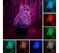 Cute Demon Slayer Kamado Nezuko Anime Figure Character 3D LED Optical Illusion Sleep Night Light with Remote 16 Colors Bedroom Decor Table Lamp Birthday Xmas Gifts for Child Kids