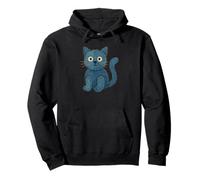 Cute Denim Cat Print Denim Patchwork Patch Art Pullover Hoodie