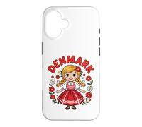 Cute Denmark Girl in Traditional Folk Dress for Kids Case for iPhone 16