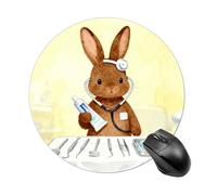 Cute Dental Brown Round Rubber Mouse Pad 7.8 Inch Stable Non Slip Circular Computer Mat Portable Resistant Desk Mat for Office Laptop Desktop Professional Daily Working Scenes