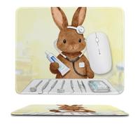 Cute Dental Brown Stitched Edge Mouse Pad