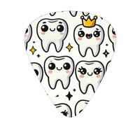 Cute-Dentist-Crowned-Teeth 12 Pack Guitar Picks With 3 Thicknesses And Storage Box, Abs Plectrums For Electric Bass Guitar Players