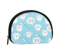 Cute Dentist Dental Hygienist Print BlueSmall Makeup Sanitary Napkin Storage Bag,Women's Cosmetic Coin Purse
