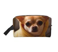 Cute Depressed Chihuahua Printed Cosmetic Case with Handle, Lightweight Compact Storage for Makeup, Toiletries & Gadgets, Make up Organiser for Travel, School, Work