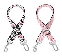 Cute Design 2-Pack Set Adjustable Pet Cat Dog Car Seat Belt, Adjustable Buckle Pet Car Harness Fabric Lanyard from 22 to 38 Inches Seatbelt Leash (Cow Dog -Two Piece in one Set)