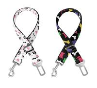 Cute Design 2-Pack Set Adjustable Pet Cat Dog Car Seat Belt, Adjustable Buckle Pet Car Harness Fabric Lanyard from 22 to 38 Inches Seatbelt Leash (Daliy Dog-Two Piece in one Set)