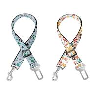 Cute Design 2-Pack Set Adjustable Pet Cat Dog Car Seat Belt, Adjustable Buckle Pet Car Harness Fabric Lanyard from 22 to 38 Inches Seatbelt Leash (Orange Passion Dog -Two Piece in one Set)
