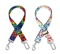Cute Design 2-Pack Set Adjustable Pet Cat Dog Car Seat Belt, Adjustable Buckle Pet Car Harness Fabric Lanyard from 22 to 38 Inches Seatbelt Leash (Psychedelic Dog -Two Piece in one Set)