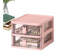Cute Desk - 13.4 x 17 x 26 cm Storage Box, Multilayer Desk, - Multilayer Storage Box with Large Capacity, Space-Saving Box with Drawers, Pink 2 Layers, 13,4 x 17 x 26 cm, See description