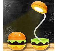 Cute Desk Lamp for Kids, Rechargeable Hamburg Table Lamps with Adjustable Neck Dimmable Touch Switch, Nursery Night Lights, Kawaii Desk Accessories, Room Decor for Boys Girls Kids Gifts