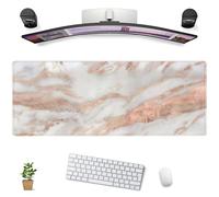 Cute Desk Mat Rose Gold Marble Mouse Pad Gaming XL Large Extended Desk Matt for Desktop Aesthetic Desk Pad, Laptop Keyboard Mouse Mat for Women Office Desk Decor Accessories Deskmat 31.5x11.8 in
