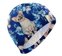 Cute Devon Rex Cats Royal Blue Swim for Ladies Short Hair Waterproof Swim caps for Women Hair Protection and Drag Reduction gorros para natacion