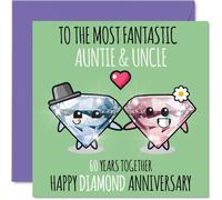 Cute Diamond Anniversary Card for Auntie & Uncle - 60 Years Together - Happy 60th Wedding Anniversary Cards for Uncle Aunt, 145mm Greeting Cards Anniversaries