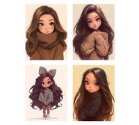 Cute Diamond Art Beauty 4 Pieces Small Diamond Painting Kits 65x80cm, 2025 New Crystal Gem Art Kids Full Drill Painting with Diamonds, DIY 5D Embroidery Cross Stitch Canvas Home Decor Gifts z1090f