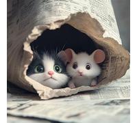 Cute Diamond Art Kits Adults, 5D Cat Diamond Painting Embroidery Kit for Beginners, DIY Full Round Drill Crystal Art Crafts, Paint by Numbers for Adults, Home Decor, Gifts for Women 8x8 inch y-z267