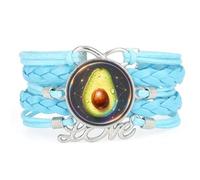 Cute,Diffraction,Avocado,Fruit,Love,Adjustable,Leather,Braided,Bracelet Blu